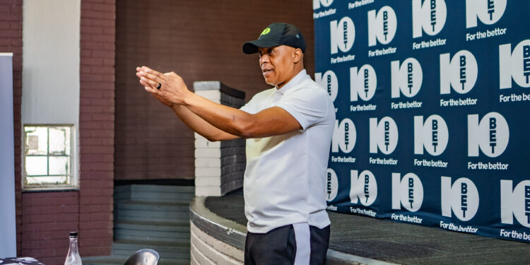 Doc Khumalo explaining something to the coaches at the Gear up Ikasi meeting