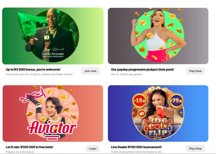 a snapshot of the bonus offers on 10bet.co.za