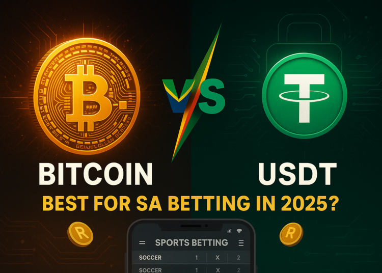 usdt and bitcoin logos in a versus style