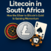 Infographic showing Litecoin logo, roulette wheel and Ace of Spade.