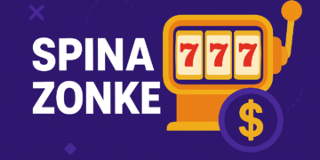 Spina Zonke text, a slot machine and a dollar sign