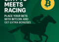 horse racing with a jockey under a bitcoin moon