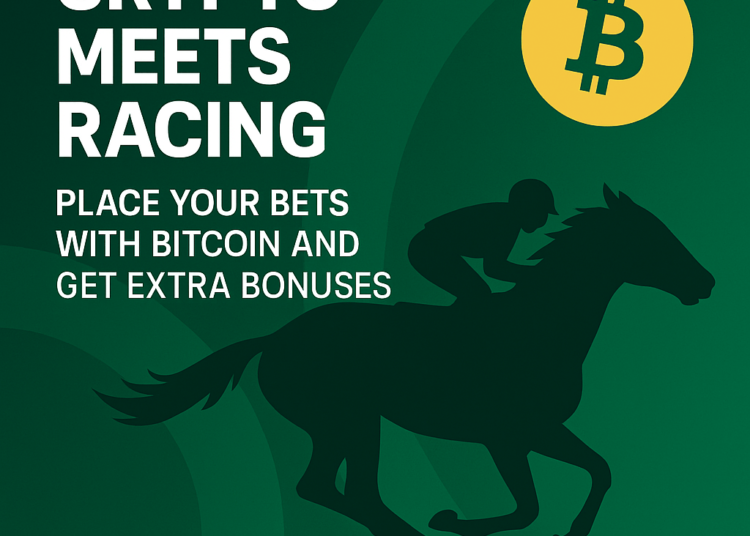 horse racing with a jockey under a bitcoin moon